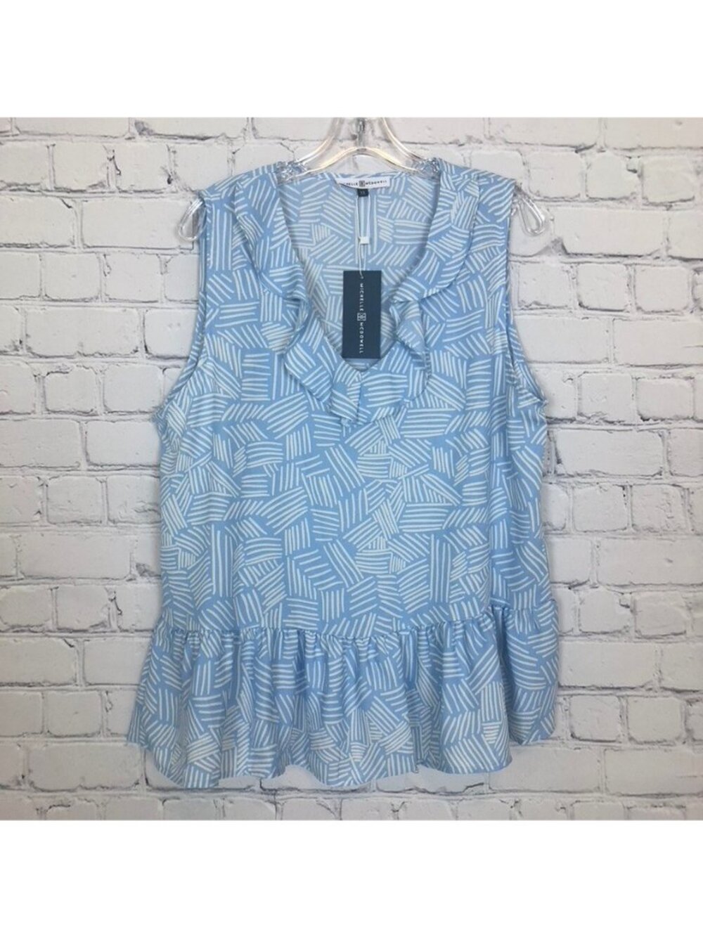 NWT Michelle McDowell Britton Top Size XL Blue Ruffle